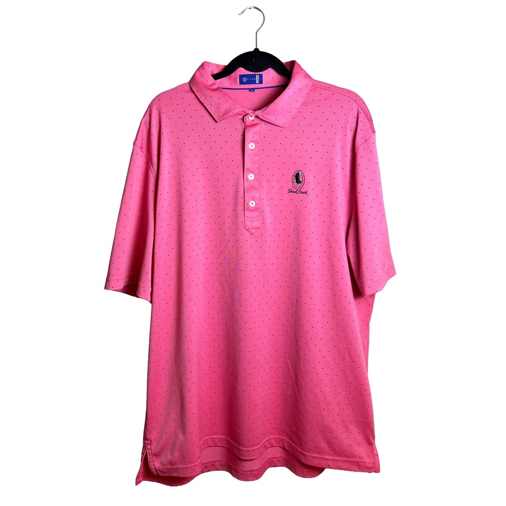 Stitch Golf Polo Shirt Pink Polka Dot Shoal Creek XL Preppy Old Money Modern‎